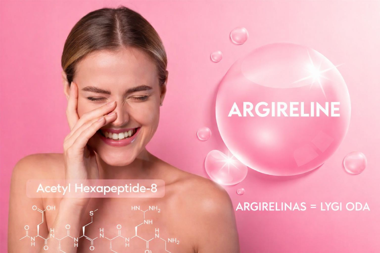 Raukšlių mažinimas, raumenų atpalaidavimas: kodėl verta rinktis Acetil heksapeptidą-8 (Argireline)