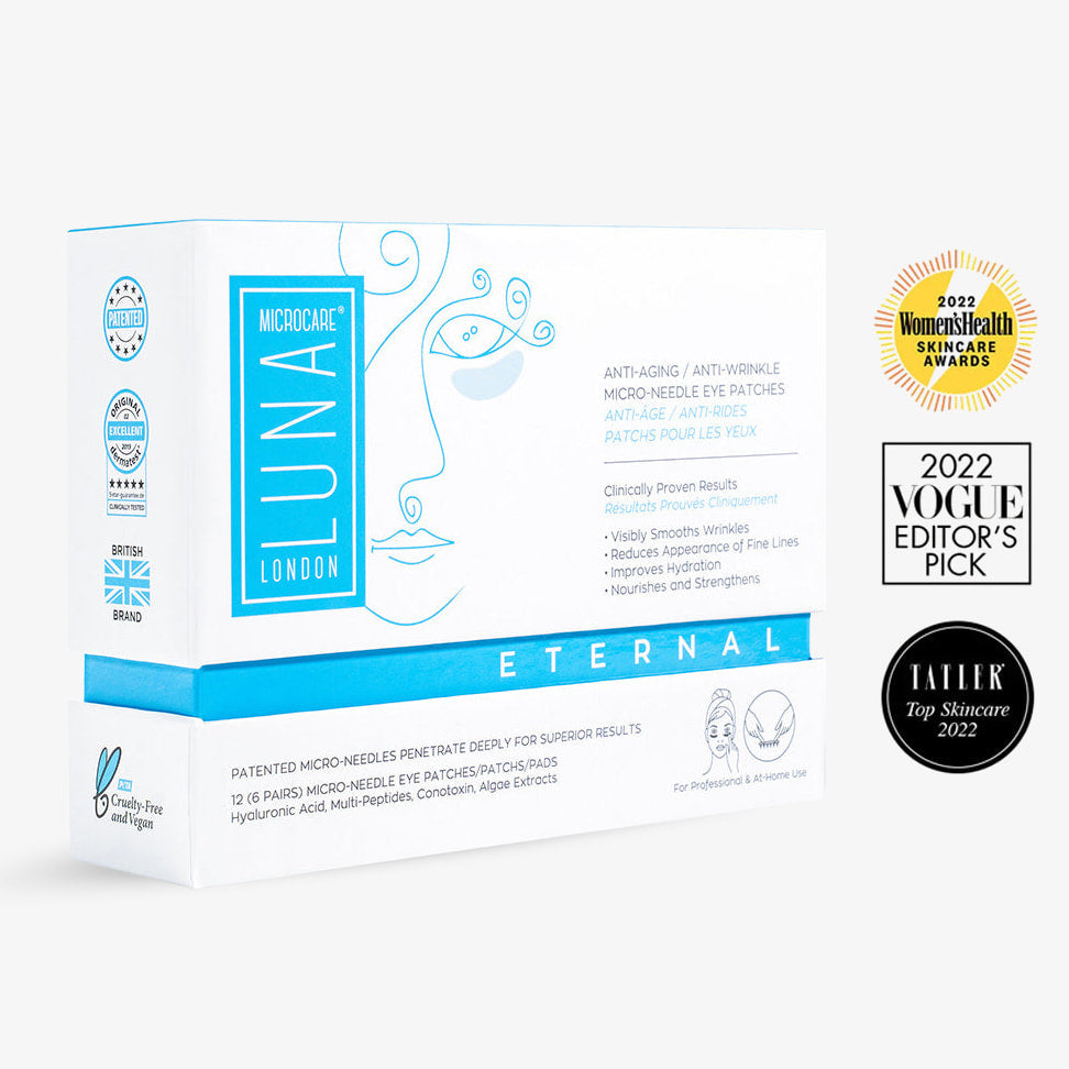 Luna Microcare Eternal mikroadatiniai paakių pleistrai pakuotė su apdovanojimais