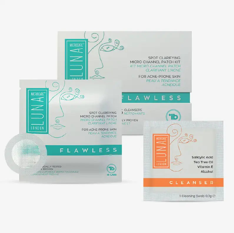 Luna Microcare Flawless mikroadatiniai pleistrai nuo spuogų pakuotės turinys