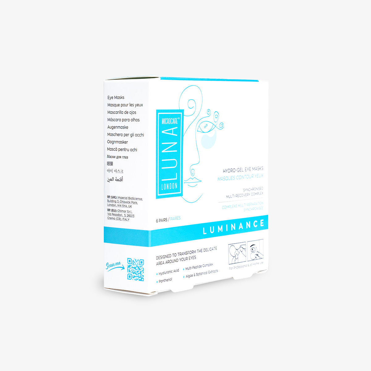 Luna Microcare Luminance stangrinanti ir drėkinanti hidrogelio paakių kaukė dėžutė