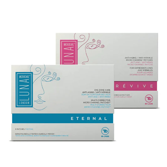 Luna Microcare Eternal ir Revive pleistrų rinkinys kovojantis su veido odos senėjimu