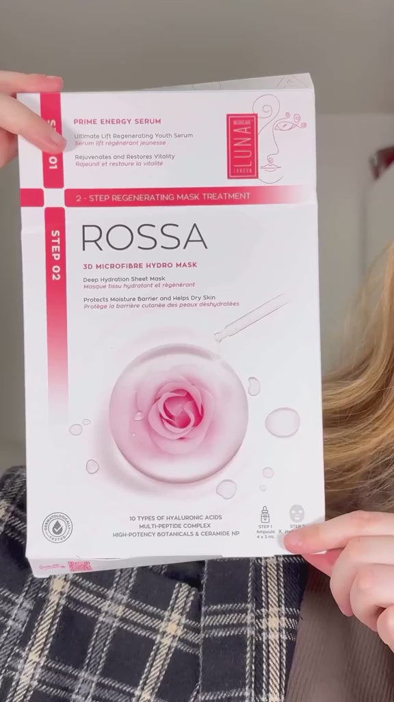 Luna Microcare 2 žingsnių gilaus drėkinimo lakštinė kaukė su serumu ROSSA. Vaizdo įrašas 1