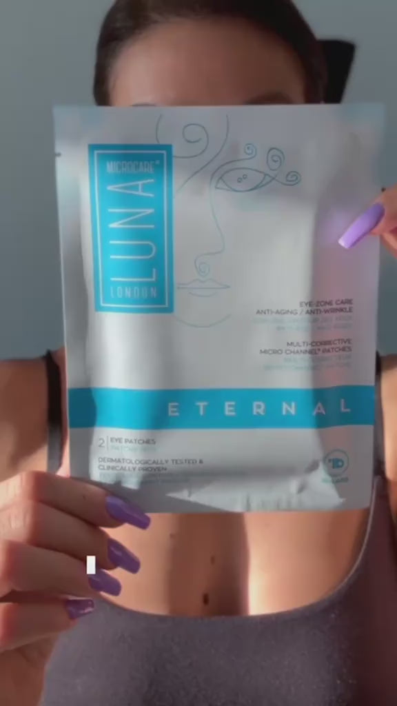 Luna Microcare Eternal. Mikroadatiniai naktiniai paakių pleistrai nuo raukšlių. Naudojimo efektas. Vaizdo įrašas. 7