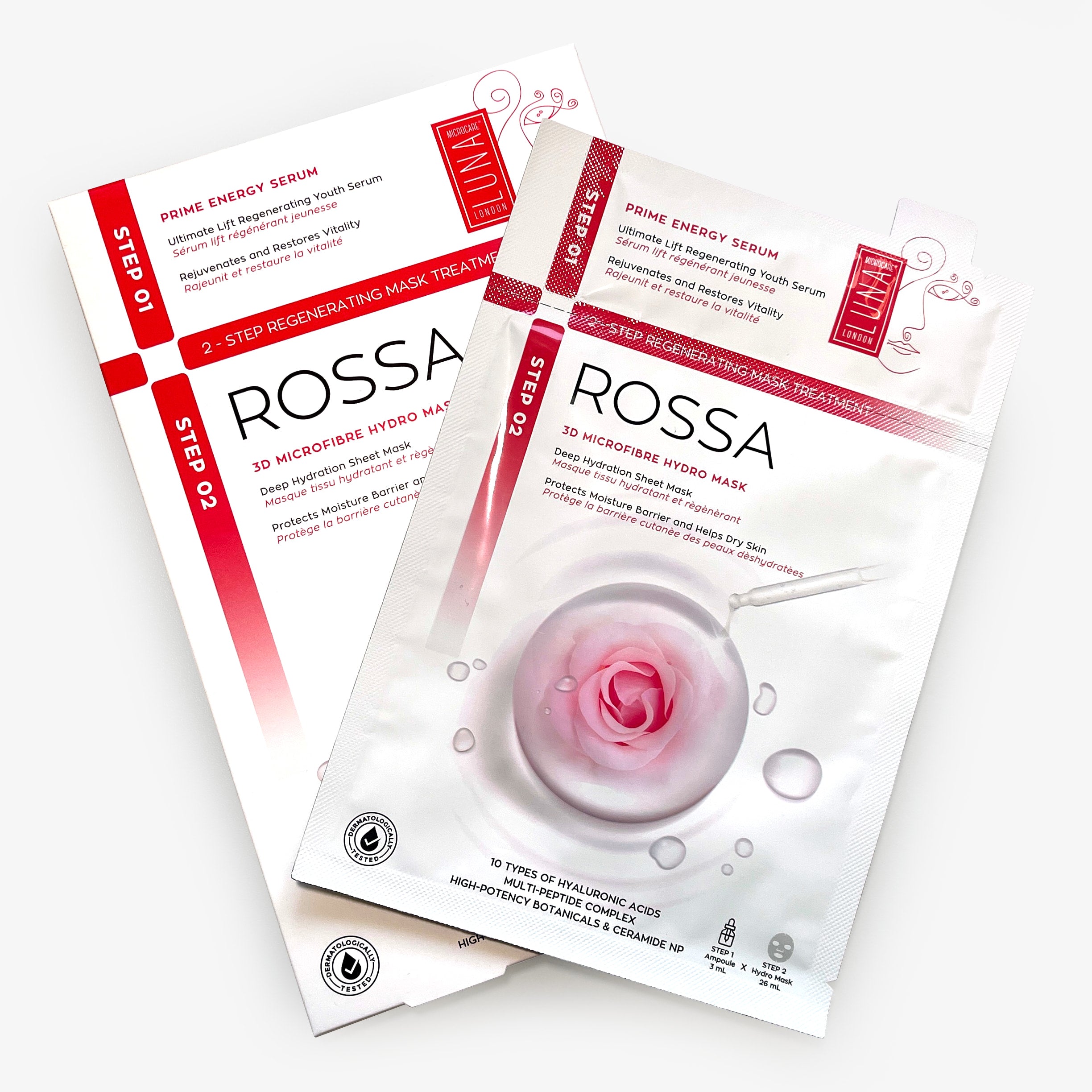 Luna Microcare Rossa drėkinanti veido kaukė su serumu pakuotė